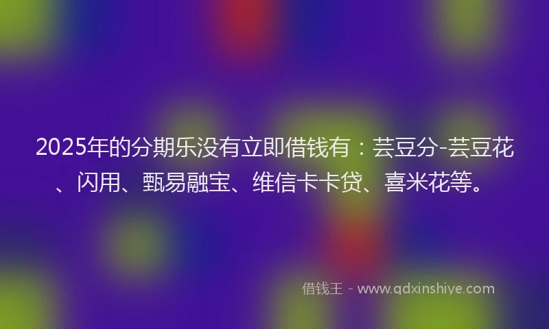 2025年的分期乐没有立即借钱有：芸豆分-芸豆花、闪用、甄易融宝、维信卡卡贷、喜米花等。