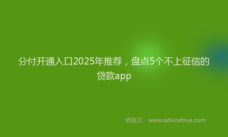 分付开通入口2025年推荐，盘点5个不上征信的贷款app