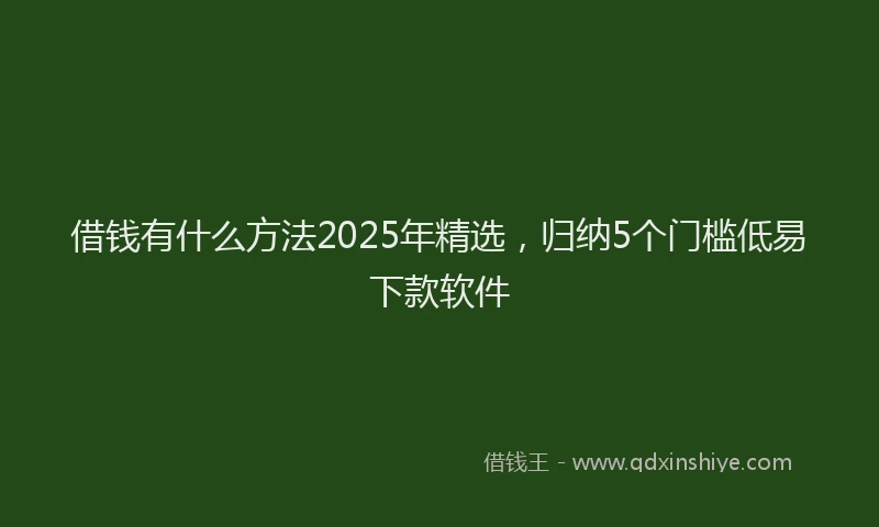 借钱有什么方法2025年精选，归纳5个门槛低易下款软件