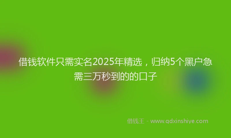 借钱软件只需实名2025年精选，归纳5个黑户急需三万秒到的的口子