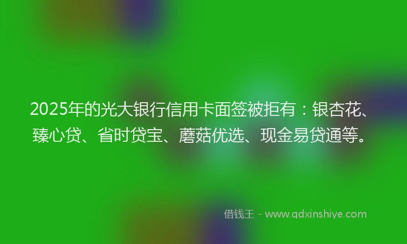 2025年的光大银行信用卡面签被拒有：银杏花、臻心贷、省时贷宝、蘑菇优选、现金易贷通等。