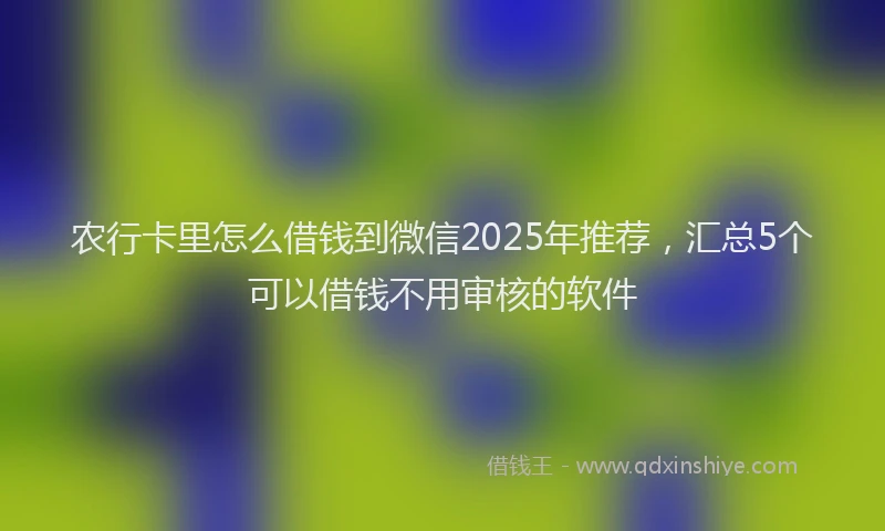 农行卡里怎么借钱到微信2025年推荐，汇总5个可以借钱不用审核的软件
