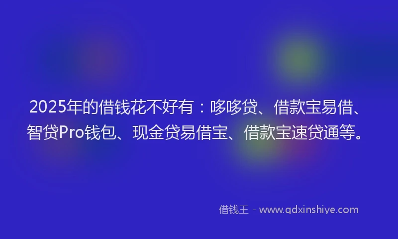 2025年的借钱花不好有：哆哆贷、借款宝易借、智贷Pro钱包、现金贷易借宝、借款宝速贷通等。