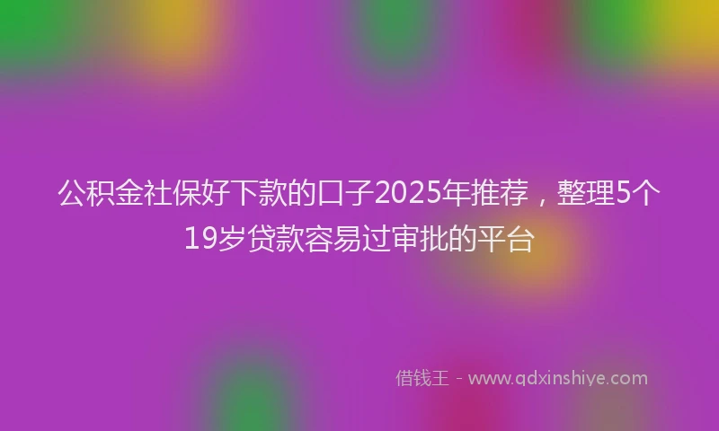 公积金社保好下款的口子2025年推荐，整理5个19岁贷款容易过审批的平台
