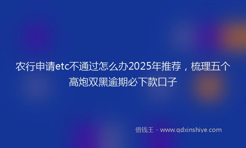 农行申请etc不通过怎么办2025年推荐，梳理五个高炮双黑逾期必下款口子