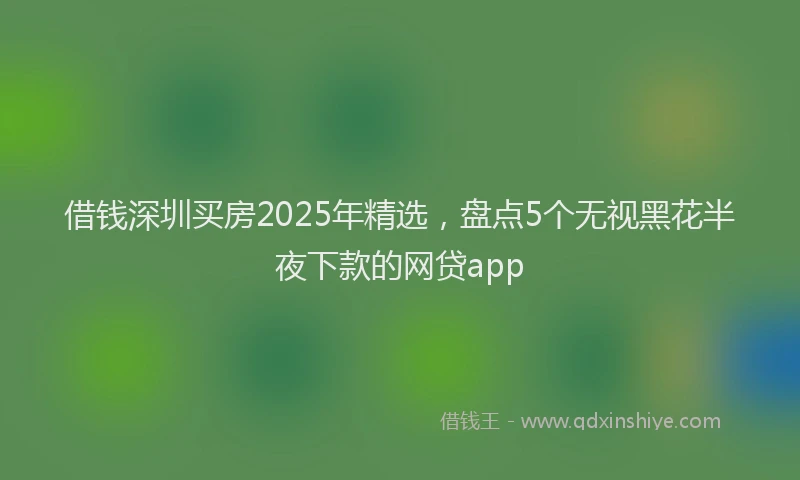 借钱深圳买房2025年精选，盘点5个无视黑花半夜下款的网贷app