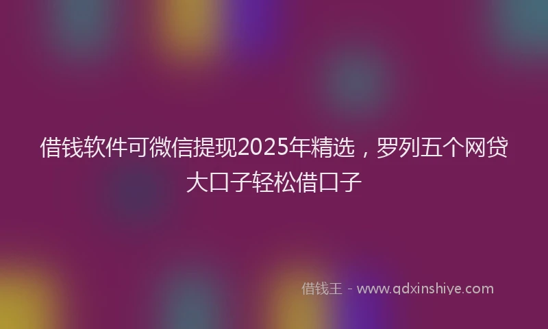 借钱软件可微信提现2025年精选，罗列五个网贷大口子轻松借口子
