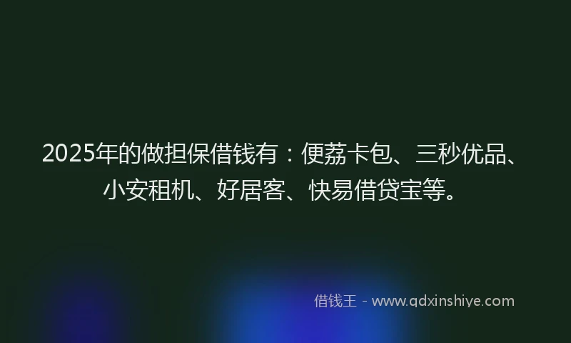 2025年的做担保借钱有：便荔卡包、三秒优品、小安租机、好居客、快易借贷宝等。