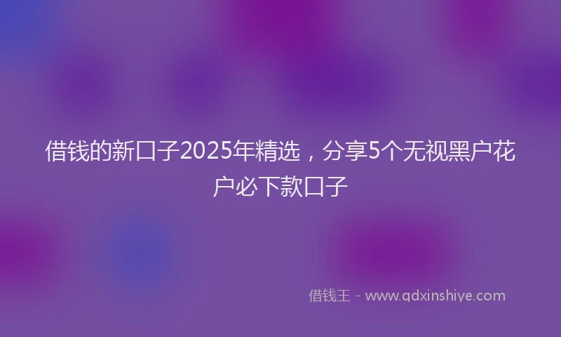 借钱的新口子2025年精选，分享5个无视黑户花户必下款口子