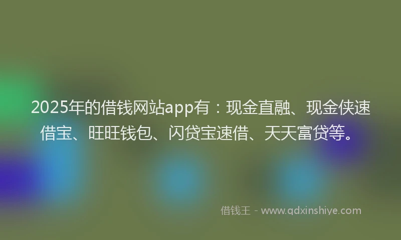 2025年的借钱网站app有：现金直融、现金侠速借宝、旺旺钱包、闪贷宝速借、天天富贷等。