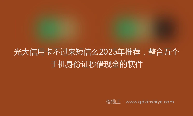 光大信用卡不过来短信么2025年推荐，整合五个手机身份证秒借现金的软件
