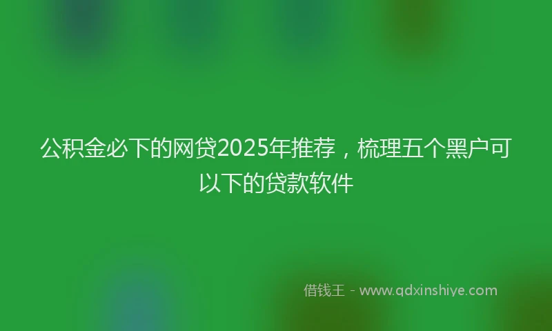公积金必下的网贷2025年推荐，梳理五个黑户可以下的贷款软件