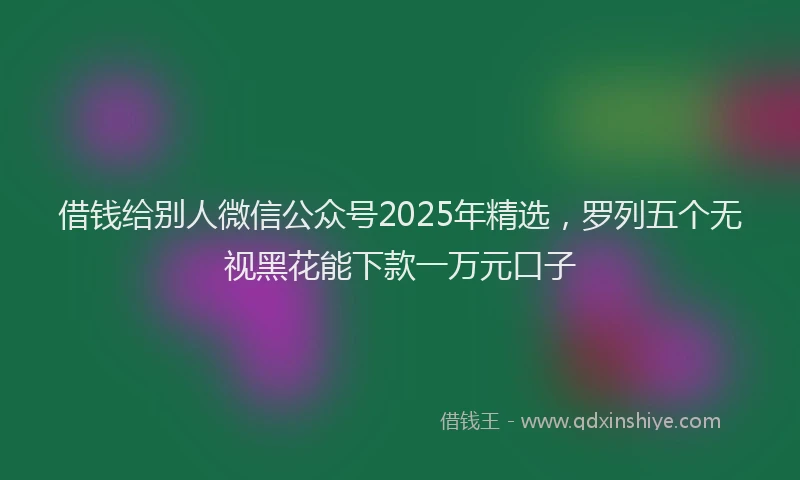 借钱给别人微信公众号2025年精选，罗列五个无视黑花能下款一万元口子