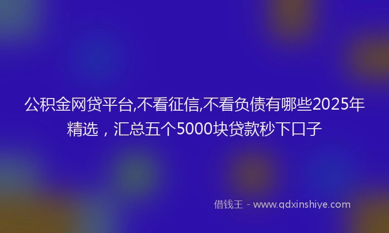 公积金网贷平台,不看征信,不看负债有哪些2025年精选，汇总五个5000块贷款秒下口子