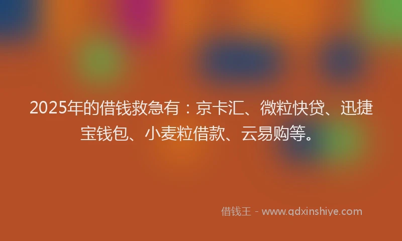 2025年的借钱救急有：京卡汇、微粒快贷、迅捷宝钱包、小麦粒借款、云易购等。