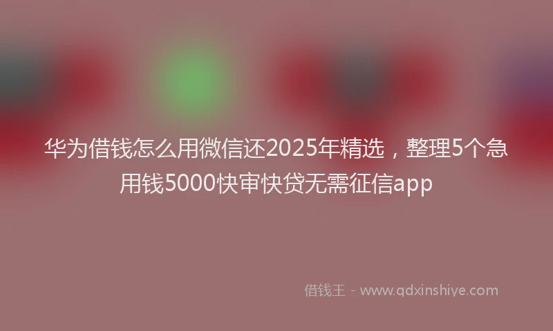 华为借钱怎么用微信还2025年精选，整理5个急用钱5000快审快贷无需征信app