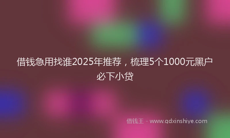 借钱急用找谁2025年推荐，梳理5个1000元黑户必下小贷