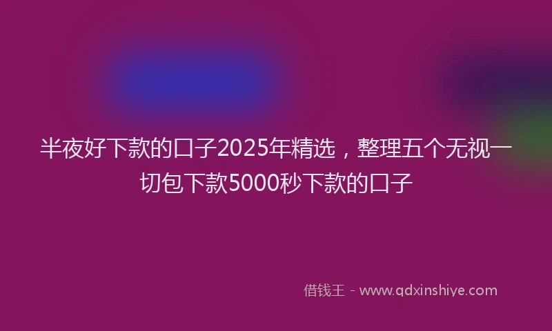 半夜好下款的口子2025年精选，整理五个无视一切包下款5000秒下款的口子