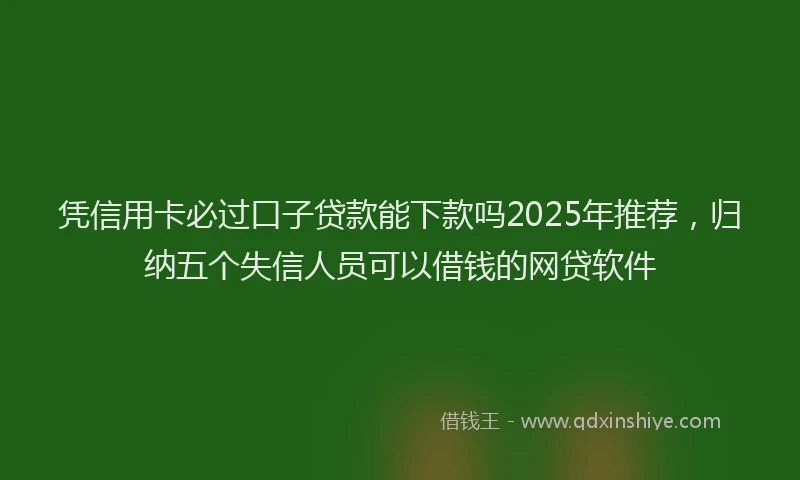 凭信用卡必过口子贷款能下款吗2025年推荐，归纳五个失信人员可以借钱的网贷软件