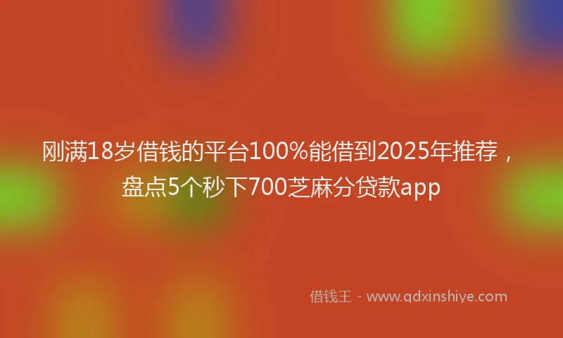 刚满18岁借钱的平台100%能借到2025年推荐，盘点5个秒下700芝麻分贷款app