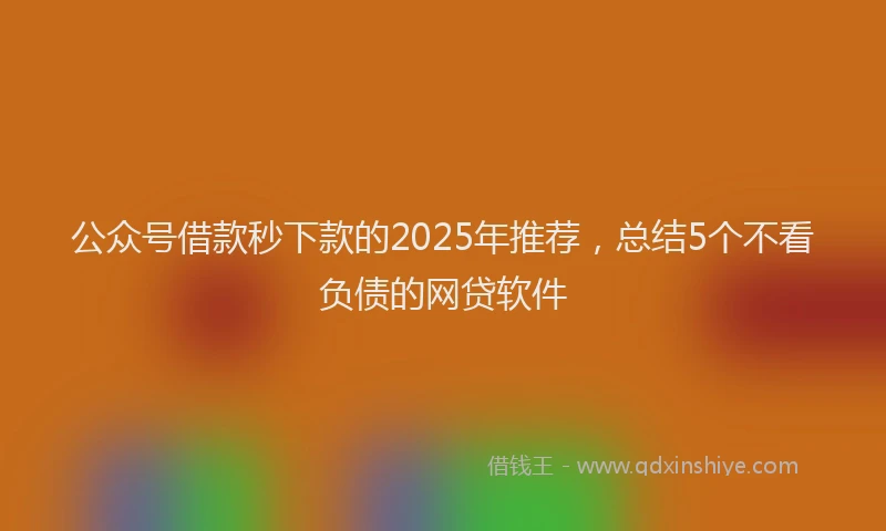公众号借款秒下款的2025年推荐，总结5个不看负债的网贷软件
