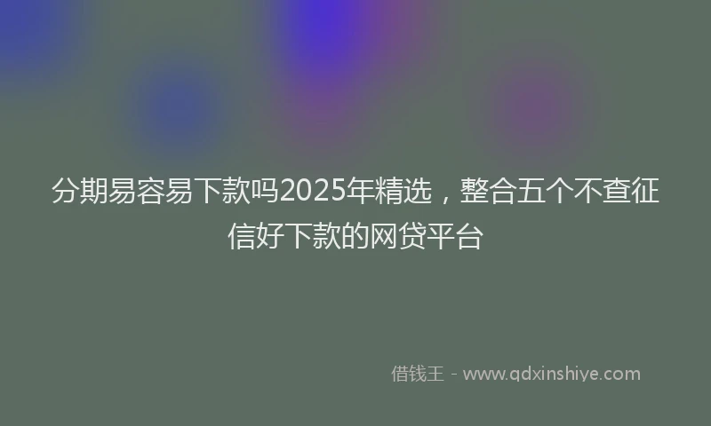 分期易容易下款吗2025年精选，整合五个不查征信好下款的网贷平台