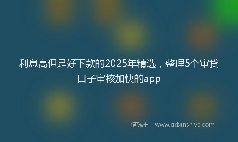 利息高但是好下款的2025年精选，整理5个审贷口子审核加快的app