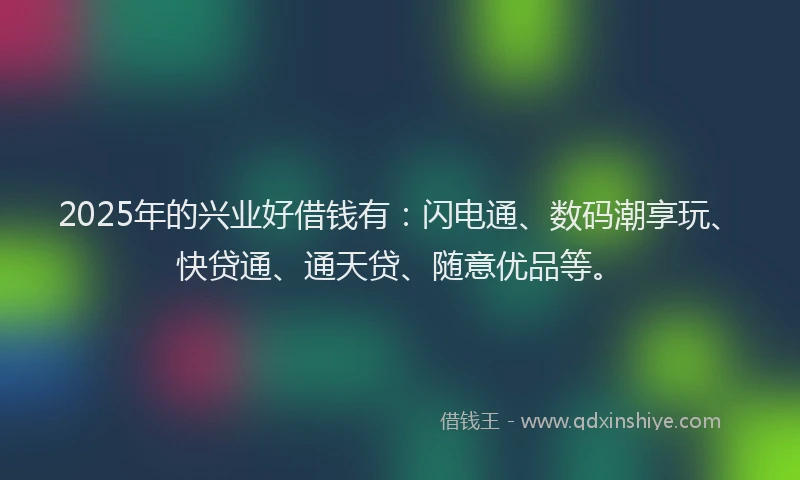 2025年的兴业好借钱有：闪电通、数码潮享玩、快贷通、通天贷、随意优品等。
