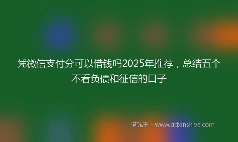 凭微信支付分可以借钱吗2025年推荐，总结五个不看负债和征信的口子