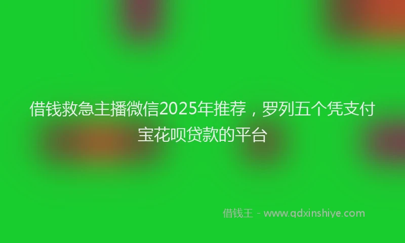 借钱救急主播微信2025年推荐，罗列五个凭支付宝花呗贷款的平台