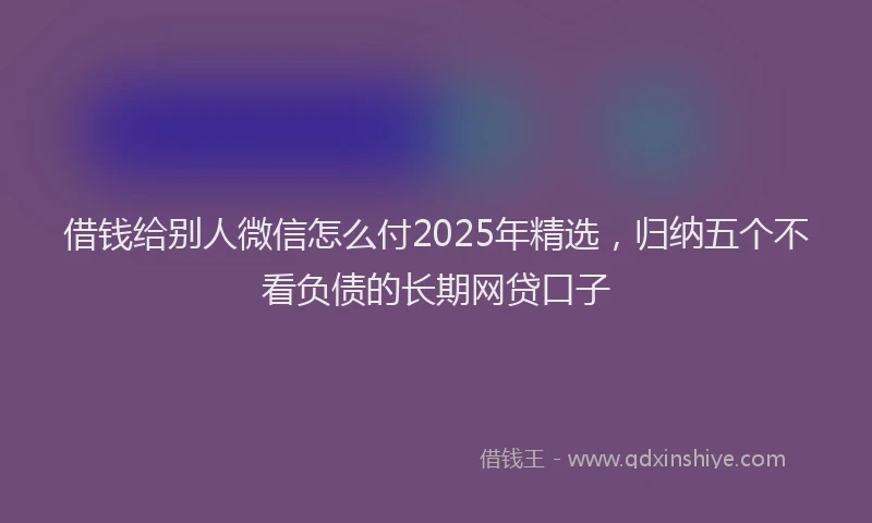借钱给别人微信怎么付2025年精选，归纳五个不看负债的长期网贷口子