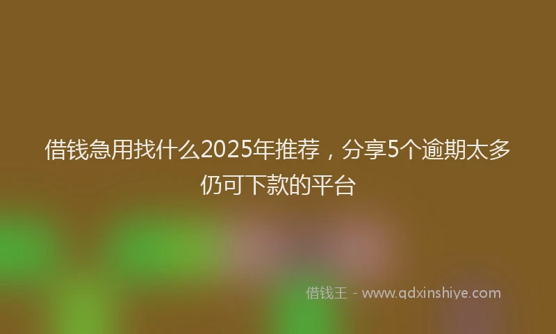 借钱急用找什么2025年推荐，分享5个逾期太多仍可下款的平台