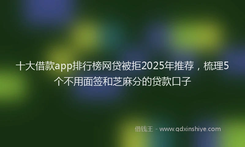 十大借款app排行榜网贷被拒2025年推荐，梳理5个不用面签和芝麻分的贷款口子