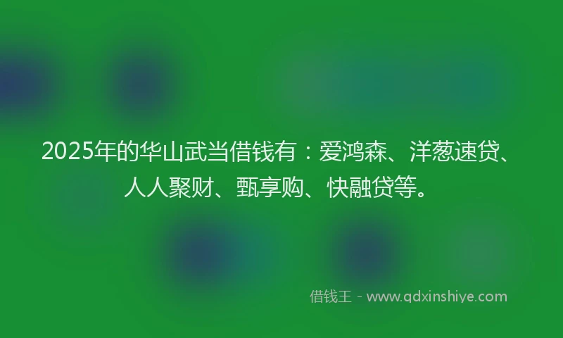 2025年的华山武当借钱有：爱鸿森、洋葱速贷、人人聚财、甄享购、快融贷等。