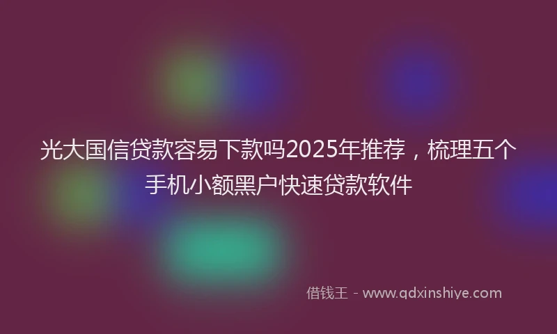 光大国信贷款容易下款吗2025年推荐，梳理五个手机小额黑户快速贷款软件