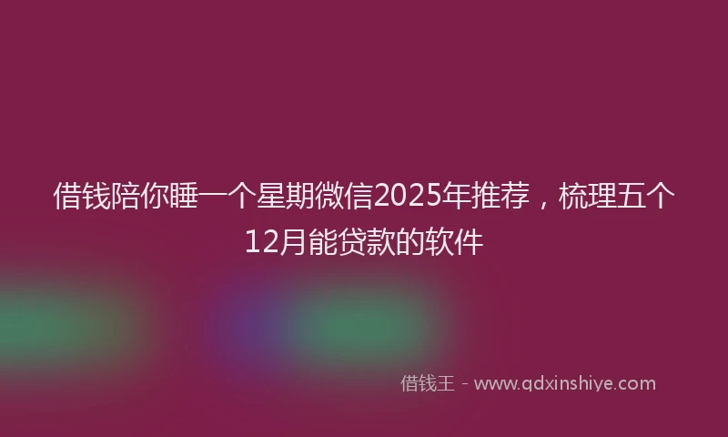 借钱陪你睡一个星期微信2025年推荐，梳理五个12月能贷款的软件