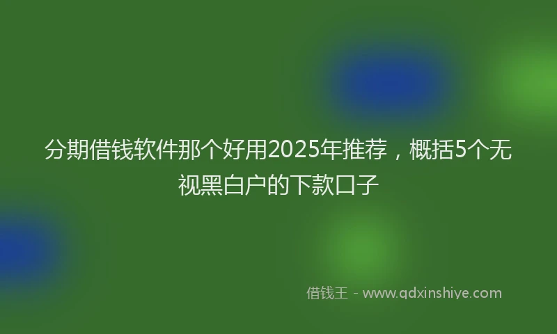 分期借钱软件那个好用2025年推荐，概括5个无视黑白户的下款口子