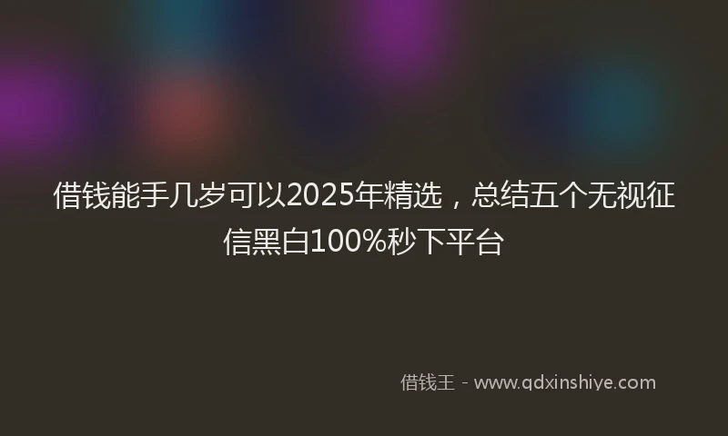 借钱能手几岁可以2025年精选，总结五个无视征信黑白100%秒下平台
