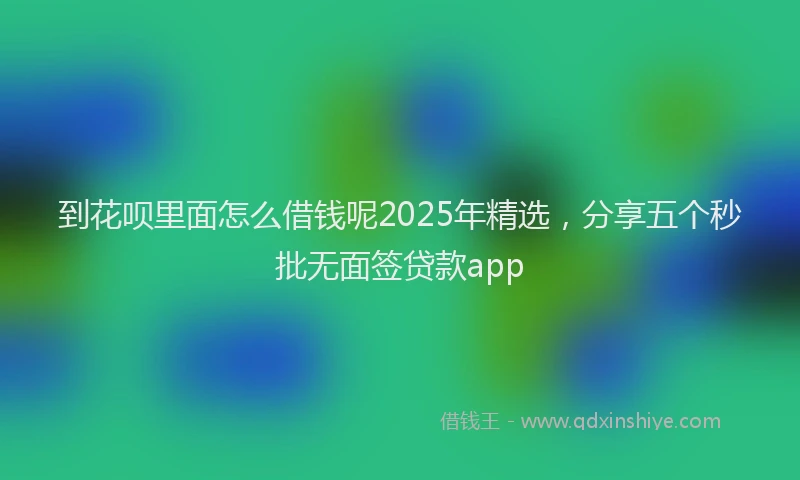 到花呗里面怎么借钱呢2025年精选，分享五个秒批无面签贷款app