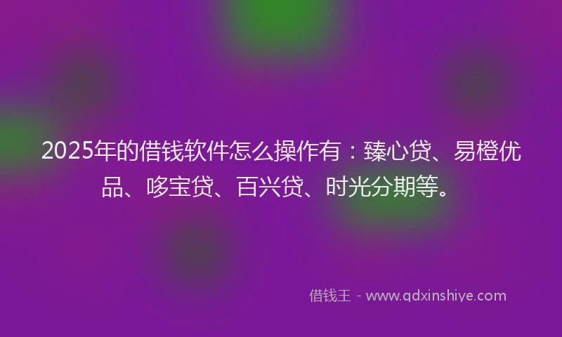 2025年的借钱软件怎么操作有：臻心贷、易橙优品、哆宝贷、百兴贷、时光分期等。
