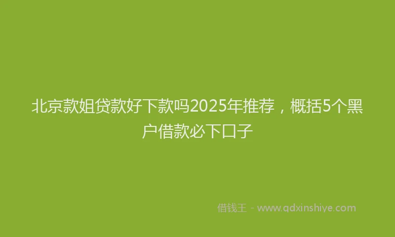 北京款姐贷款好下款吗2025年推荐，概括5个黑户借款必下口子