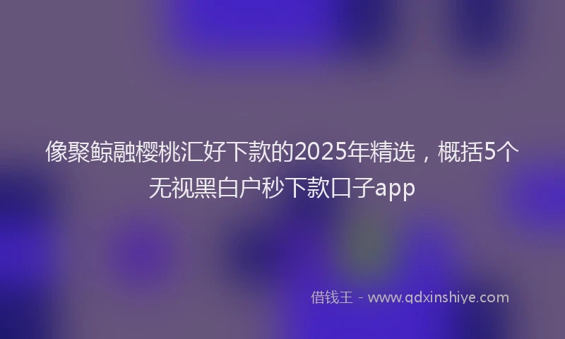 像聚鲸融樱桃汇好下款的2025年精选，概括5个无视黑白户秒下款口子app