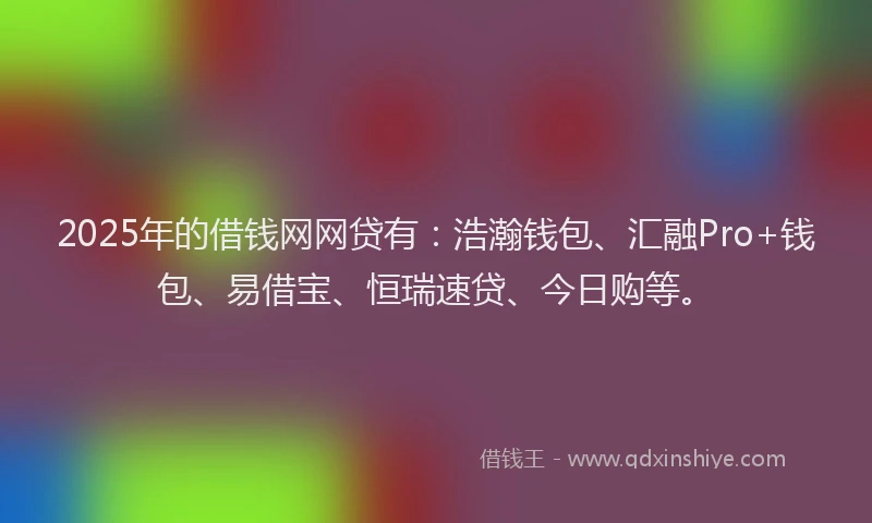 2025年的借钱网网贷有：浩瀚钱包、汇融Pro+钱包、易借宝、恒瑞速贷、今日购等。