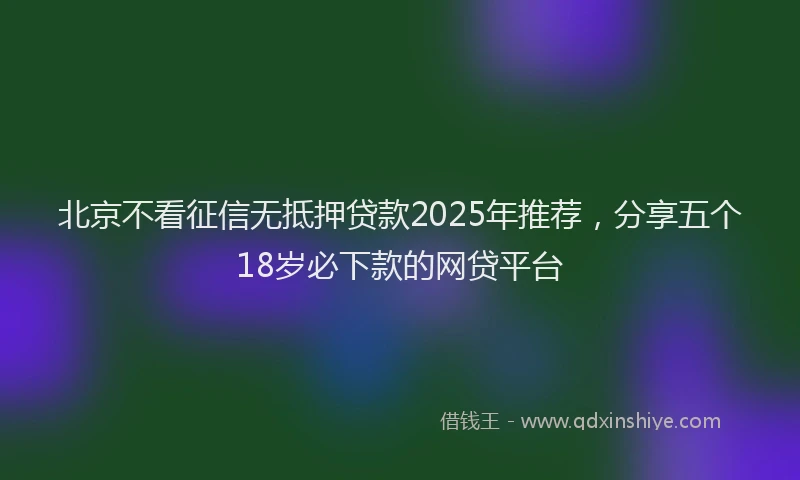 北京不看征信无抵押贷款2025年推荐，分享五个18岁必下款的网贷平台