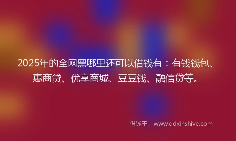 2025年的全网黑哪里还可以借钱有：有钱钱包、惠商贷、优享商城、豆豆钱、融信贷等。