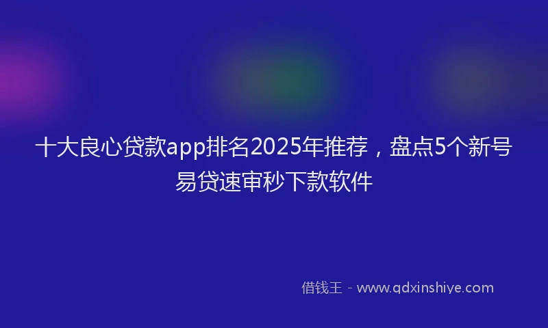 十大良心贷款app排名2025年推荐，盘点5个新号易贷速审秒下款软件
