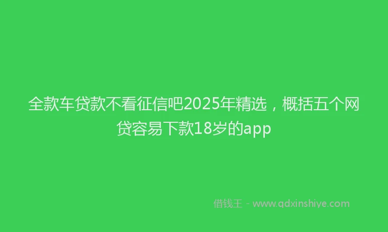 全款车贷款不看征信吧2025年精选，概括五个网贷容易下款18岁的app