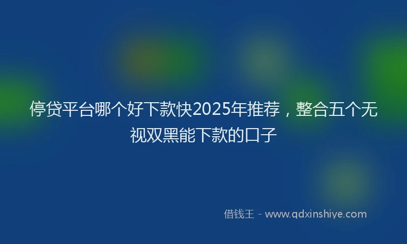 停贷平台哪个好下款快2025年推荐，整合五个无视双黑能下款的口子