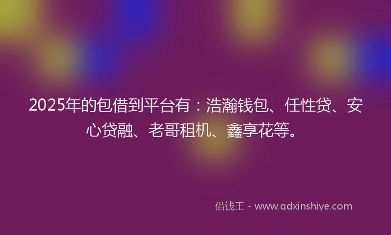 2025年的包借到平台有：浩瀚钱包、任性贷、安心贷融、老哥租机、鑫享花等。