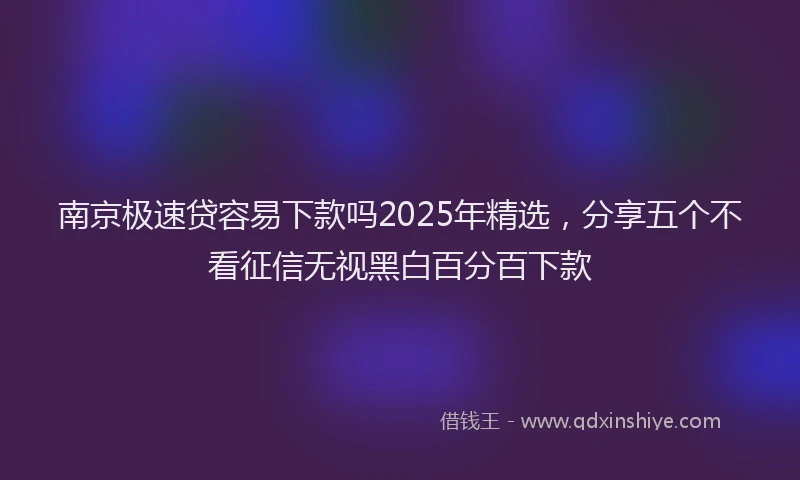 南京极速贷容易下款吗2025年精选，分享五个不看征信无视黑白百分百下款